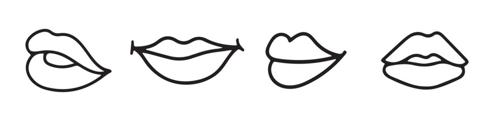 Lips vector icon. Silhouette girl lips style icons. Lips black shape icon set. Vector illustration eps 10
