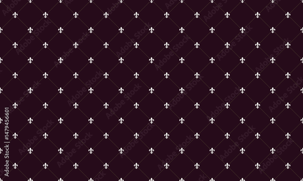 Poster elegant dark background with a repeating fleurdelis pattern. perfect for luxurious branding, sophist
