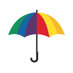 Colorful Umbrella Vector Graphic with Rainbow Stripes on a White or Transparent Background