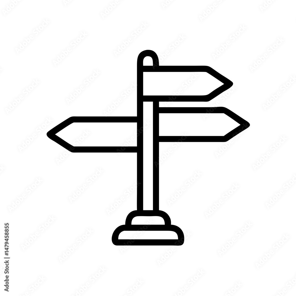 Poster simple direction signpost icon, for navigation apps and websites