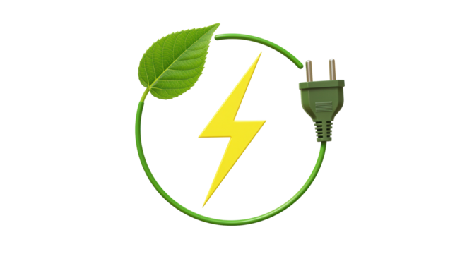 Isolated Eco Plug Leaf Lightning