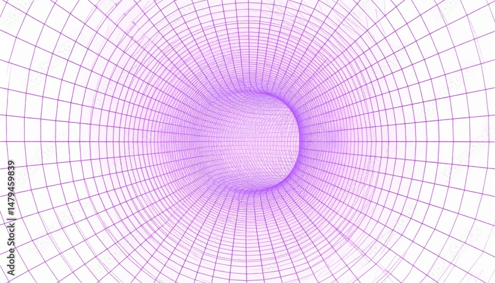 Poster visualizing a purple grid tunnel abstract concept digital art futuristic environment perspective vie