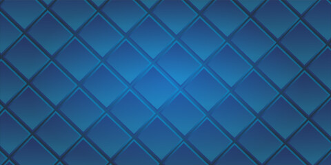 Seamless blue geometric background with a modern diamond pattern. Abstract 3D effect with a glowing center, perfect for digital, tech, or business design projects.