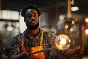 Fototapeta premium Glassblower crafting molten glass art