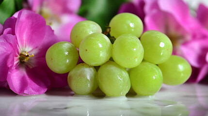 Green grapes closeup view 