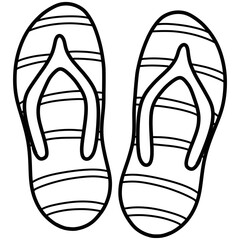 Cartoon illustration outline of slippers 