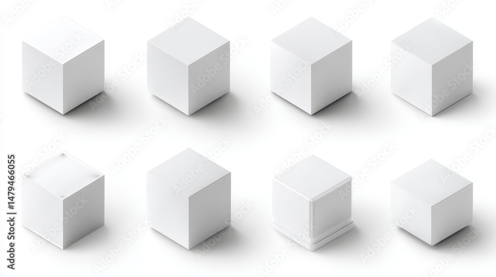 Poster vector icon. white cubes in different side views.