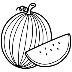 Hand drawn watermelon cartoon illustration outline 
