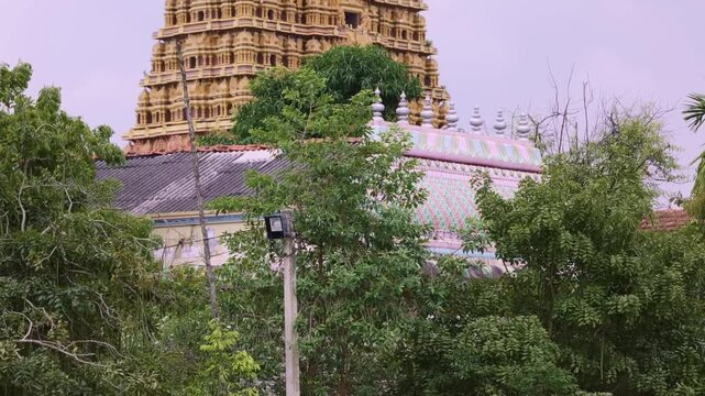 Facade of the Keerimalai Naguleswaram Temple, Jaffna, or Naguleswaram Shiwa Kovil. Thirutambaleswaram Kovil the most famous and revered Hindu temples in northern Sri Lanka. Temple Decorations