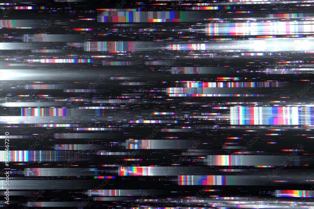 Poster distorted digital background with vivid color patterns and lines