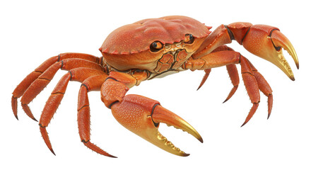 Isolated Orange Crab With Golden Claws Marine Animal