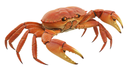 Isolated Orange Crab With Golden Claws Marine Animal