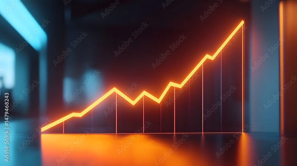 Poster a graph displaying an upward trend, illustrating growth and increasing values over time. ideal for r