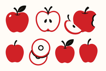  Red Apple Set Illustration 