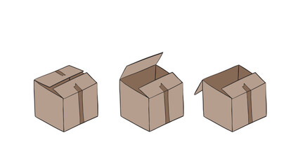 Packing boxes vector illustration. Package drawing.