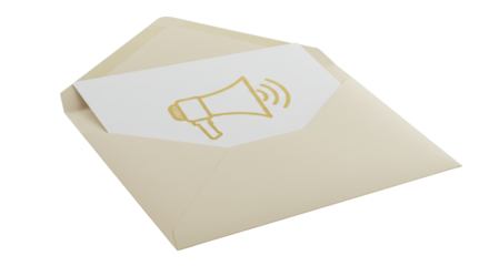 Isolated Open Envelope with Megaphone Symbol Inside Communication