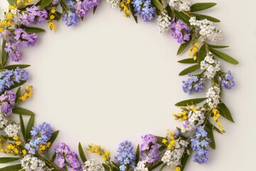 Floral wreath border on a light background.