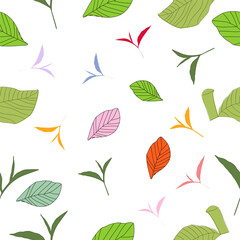 seamless pattern with leaves. green leaves vector pattern background. Green tea leaf seamless pattern. tea leaves pattern background. seamless patterns with green leaves of tea.