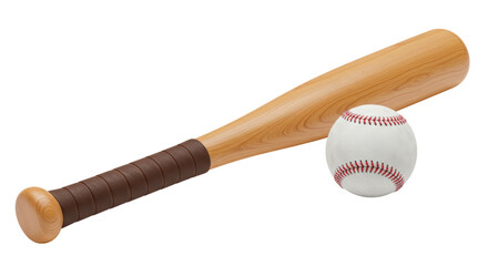 Isolated Baseball Bat and Ball Sport Game Equipment