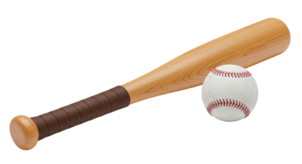 Isolated Baseball Bat and Ball Sport Game Equipment