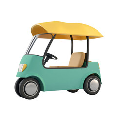 Stylized turquoise transport with yellow canopy illustration on transparent isolated background suitable for diverse purposes