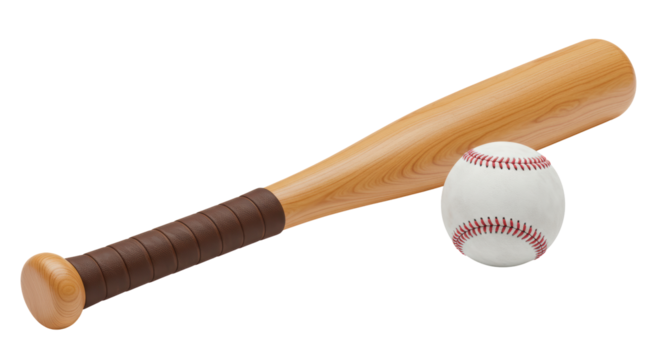 Isolated Baseball Bat and Ball Sport Game Equipment