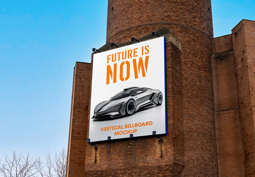 Billboard on Brick Building Mockup
