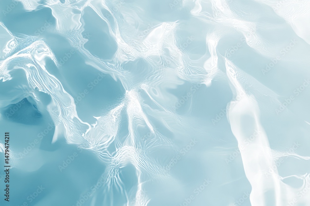 Poster tranquil blue water ripples creating concentric circles. reflecting soft light. evoking a sense of c