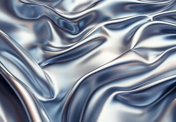 Naklejka premium A close-up view of elegantly draped. shimmering silver fabric showcasing intricate folds and textures. creating a luxurious atmosphere ideal for fashion and interior design