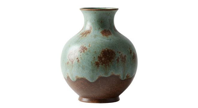 Isolated Ceramic Vase with Mottled Glaze Finish