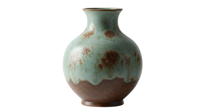 Isolated Ceramic Vase with Mottled Glaze Finish