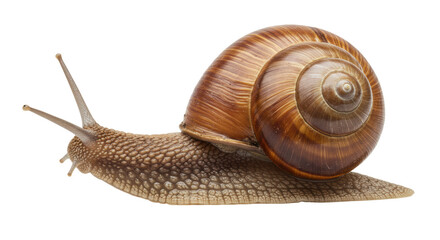 Isolated Garden Snail Moving Slowly