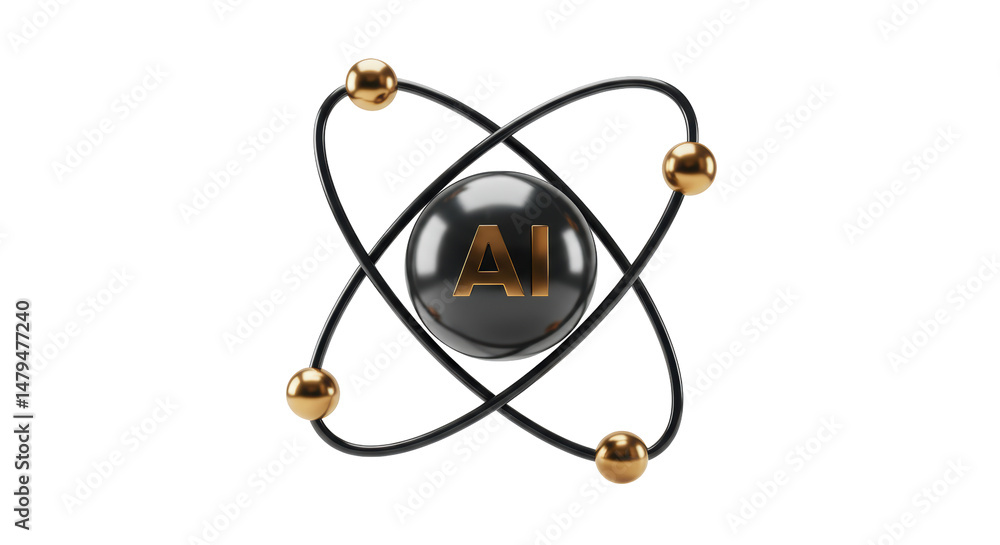 Aufkleber isolated molecule of artificial intelligence ai