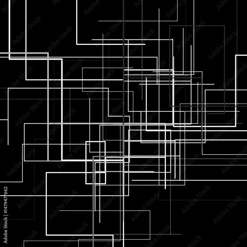 Poster white lines on black background. abstract black and white square pattern of lines. abstract traffic 