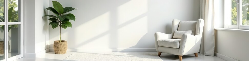 Fototapeta premium Relaxing white living room with armchair and accessories , accessories, armchair