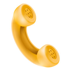 3d icon symbol isolated vector concept. Handset from telephone.Communication. Realistic render element design element. Cartoon minimal style.Yellow telephone handset.
