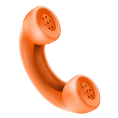 3d icon symbol isolated vector concept. Handset from telephone.Communication. Realistic render element design element. Cartoon minimal style.Orange telephone handset.