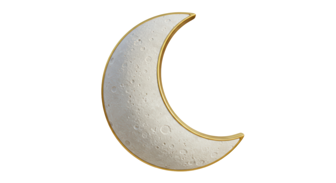 Isolated Crescent Moon with Golden Edge
