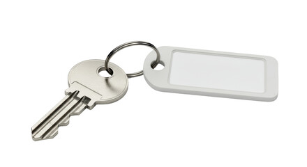 Isolated Silver Key and Blank Tag Label