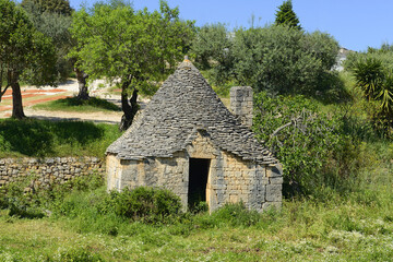 Typical roofs of houses in Alberobello, Apulia, Italy, UNESCO World Heritage Site