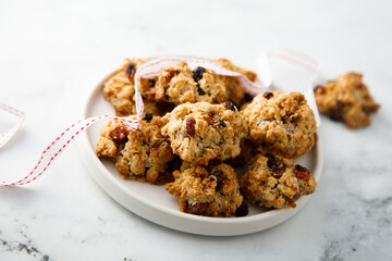 Traditional oatmeal cookies with raisins