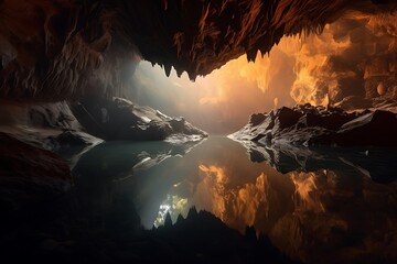 Cave Lake Sunset Reflection.