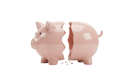 Isolated Broken Piggy Bank Money Concept