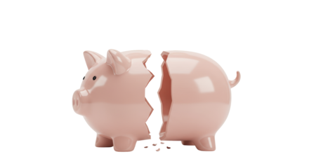Isolated Broken Piggy Bank Money Concept