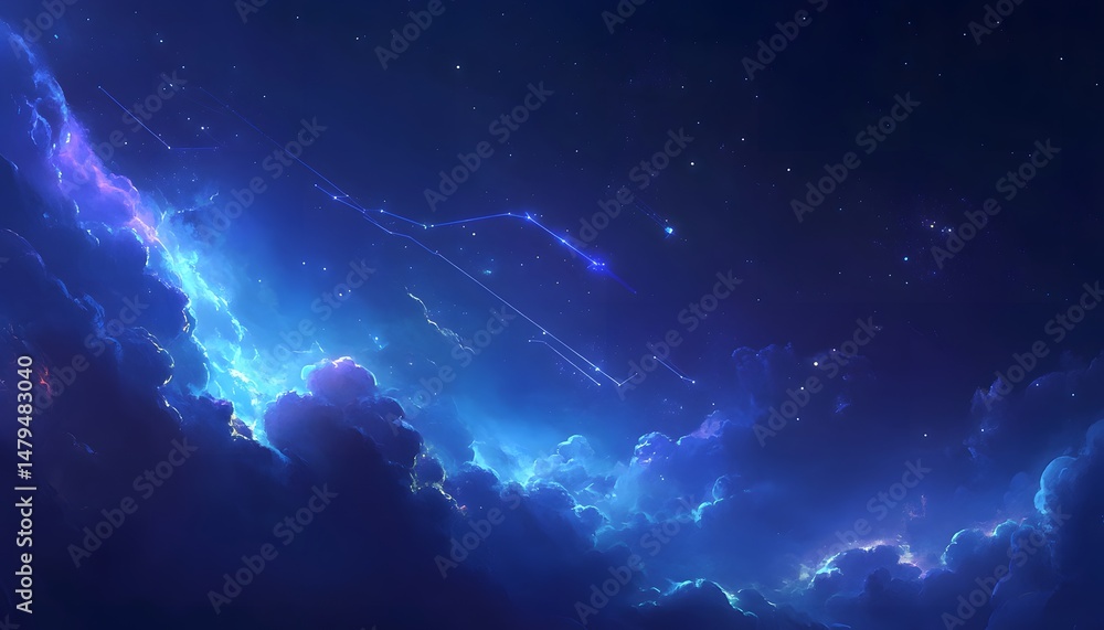 Poster a mesmerizing view of space clouds and celestial streaks.