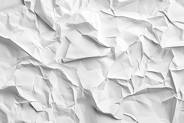 Obraz premium A close-up view of crumpled white paper showcasing intricate textures and shadows. ideal for backgrounds. artistic projects. or creative design concepts