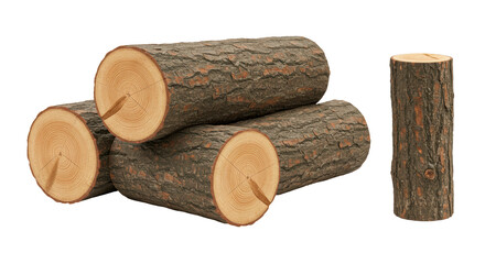 Isolated Stacked Logs and Single Log