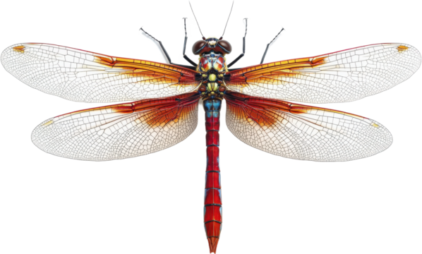 Detailed Illustration of a Colorful Dragonfly