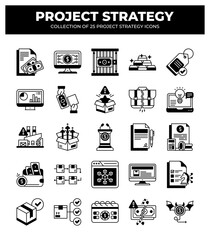 Project Strategy Icons: 25 Essential Icons for Business Planning