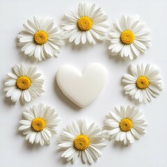 Obraz premium Daisy Heart Wreath Illustration.
